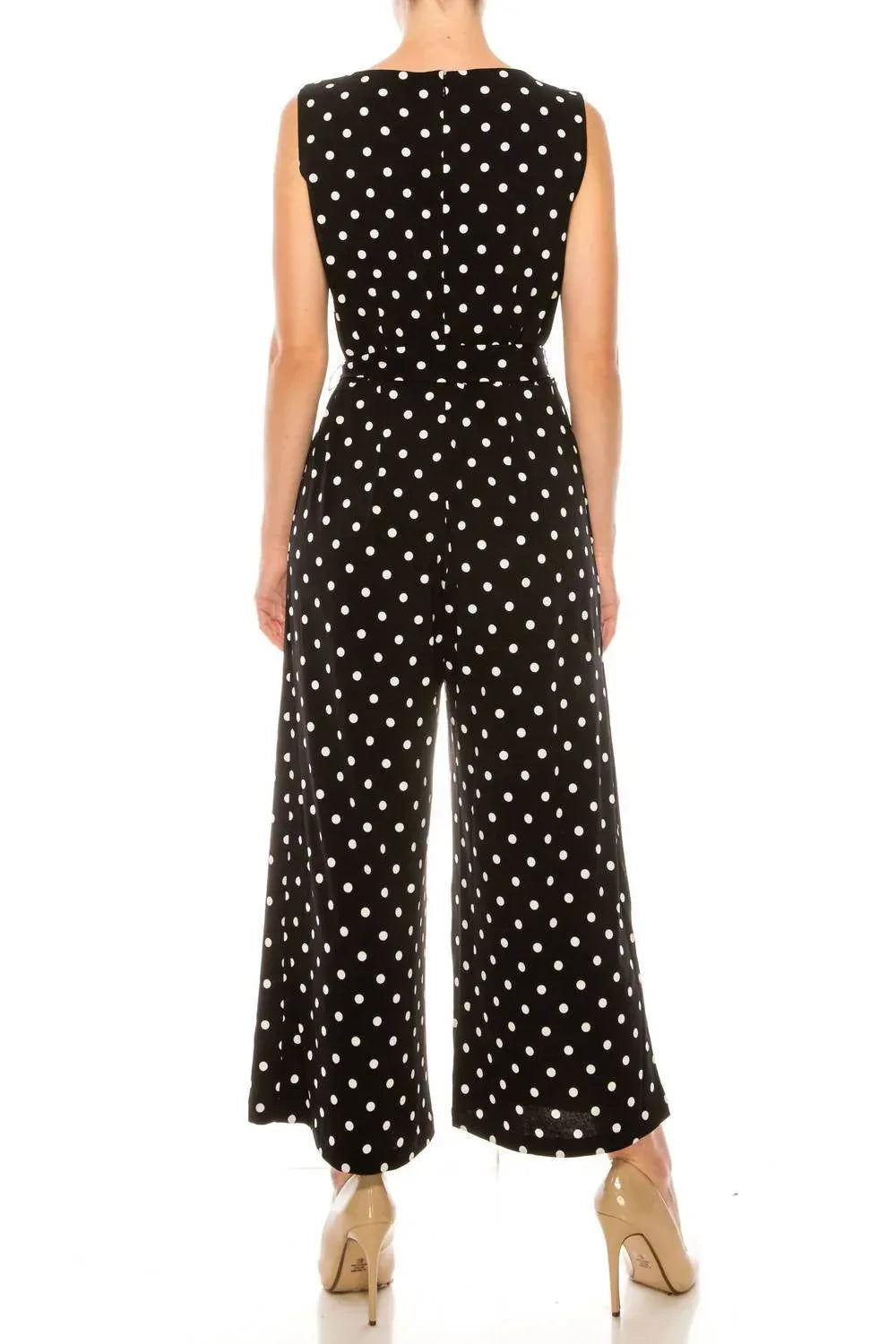 Gepunkteter ärmelloser Jumpsuit