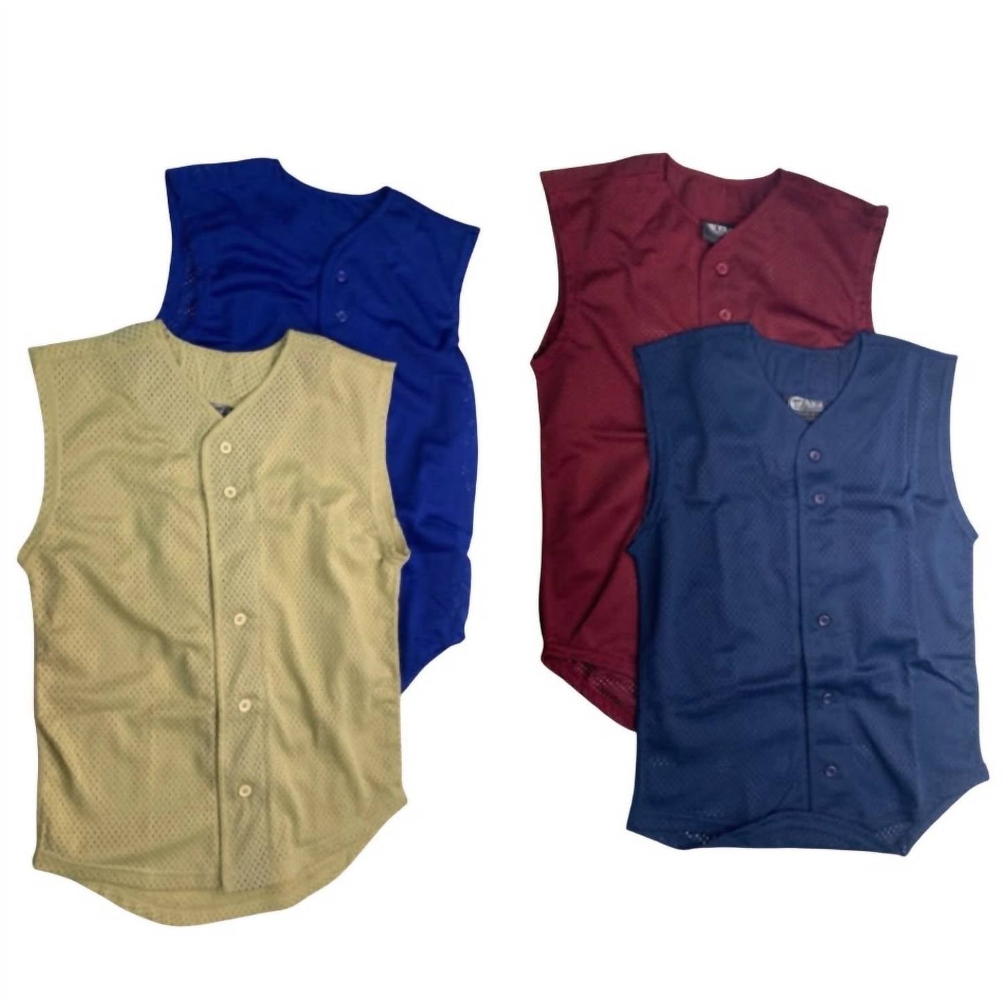 Youth Uniform Button Down Sport Mesh Jersey Tank Top Westen - 4er-Pack