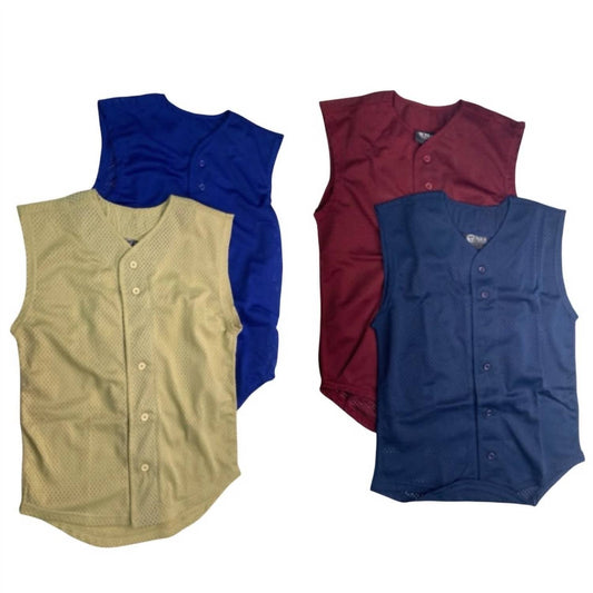 Youth Uniform Button Down Sport Mesh Jersey Tank Top Vests - 4-Pack