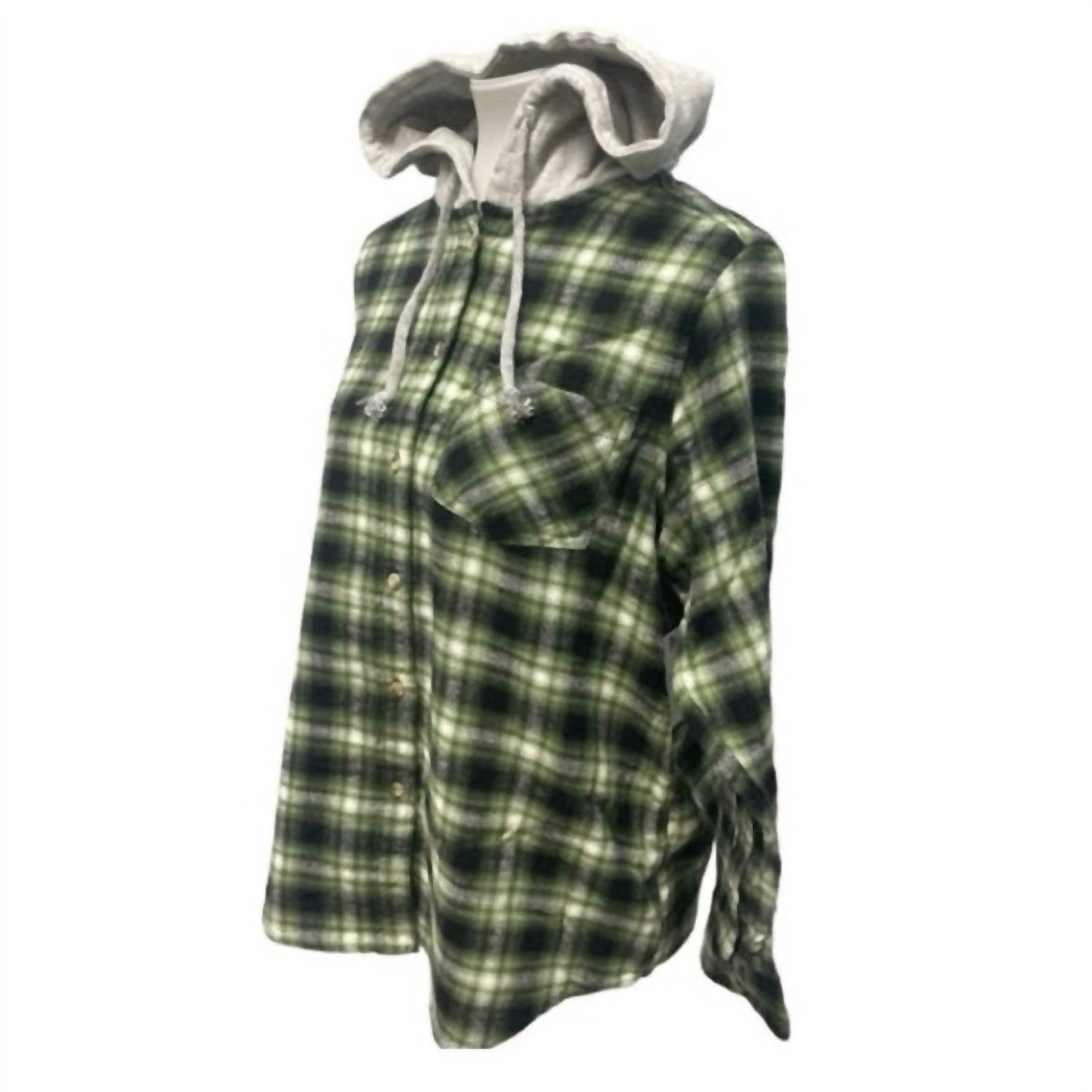 Damenkariertes Flanell-Hemd mit Kapuze-Set