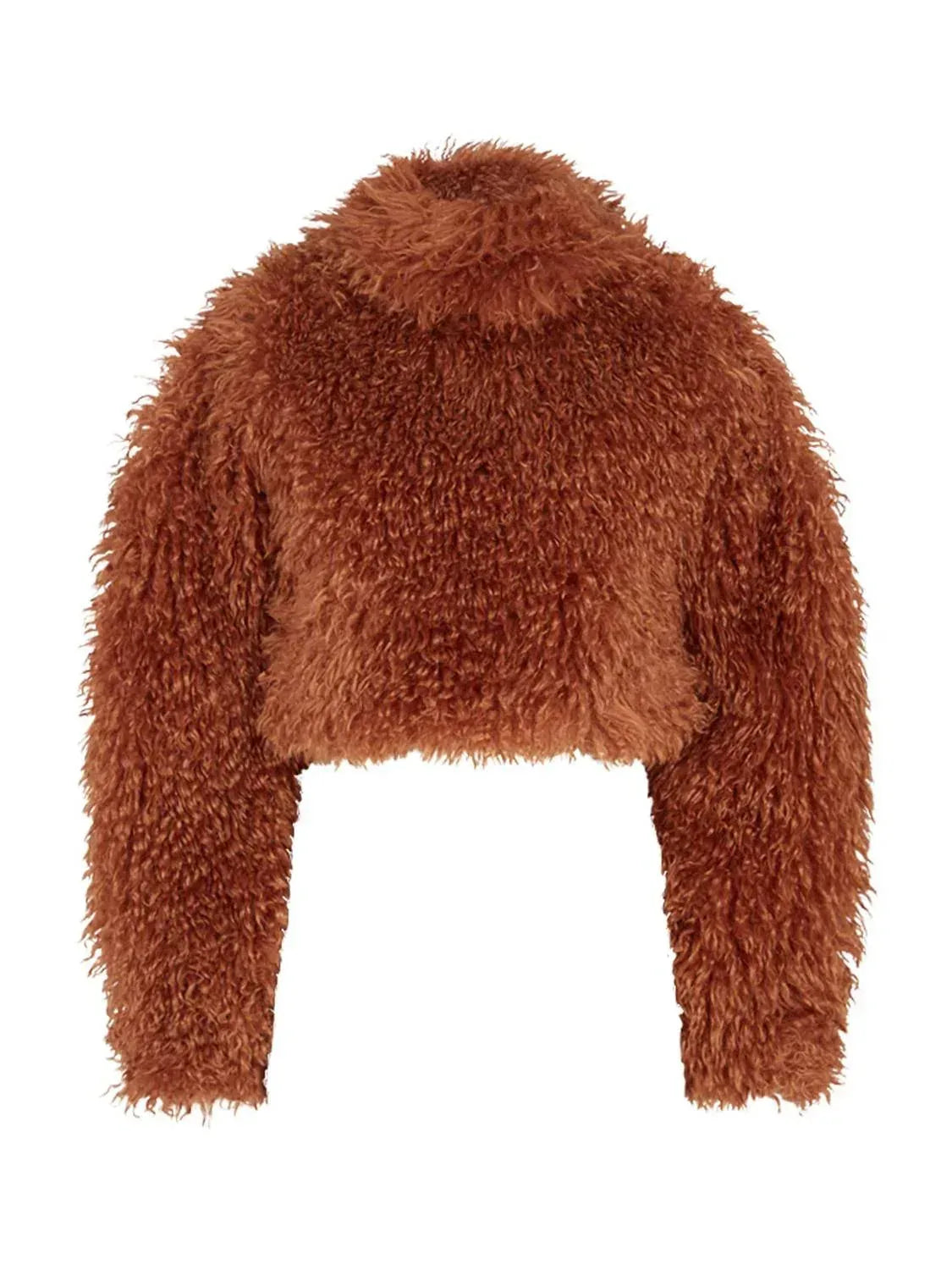 Kurzer Pullover mit Stehkragen und Kunstpelzbesatz „Belle“