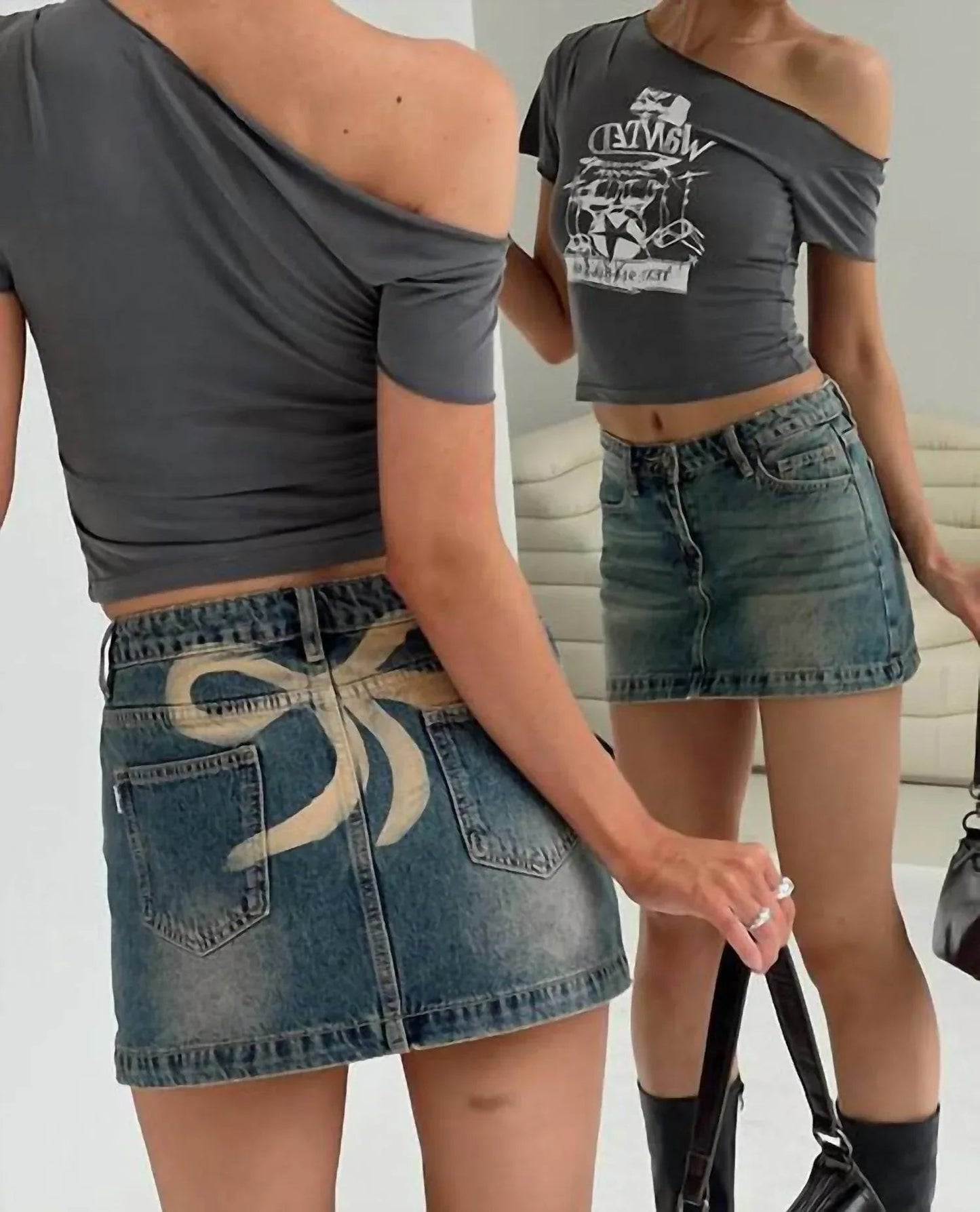 Ribbon Stamp Mini Skirt