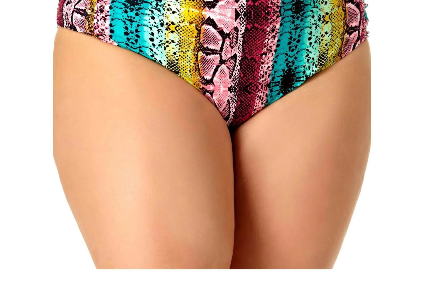 Snake-skin Side Ruched Hipster Bikini Bottom