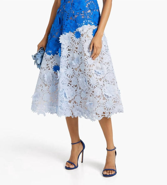 Zweifarbiges Guipure-Spitzen-Midikleid