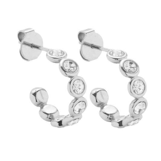 Women's Moissanite Bubble Open Hoop Post Earrings