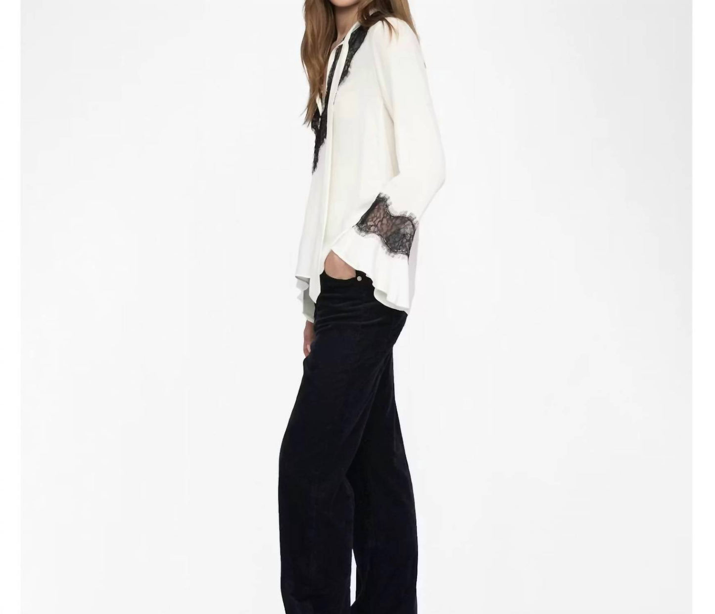 Women's Tuan Lace Trim Silk Blouse