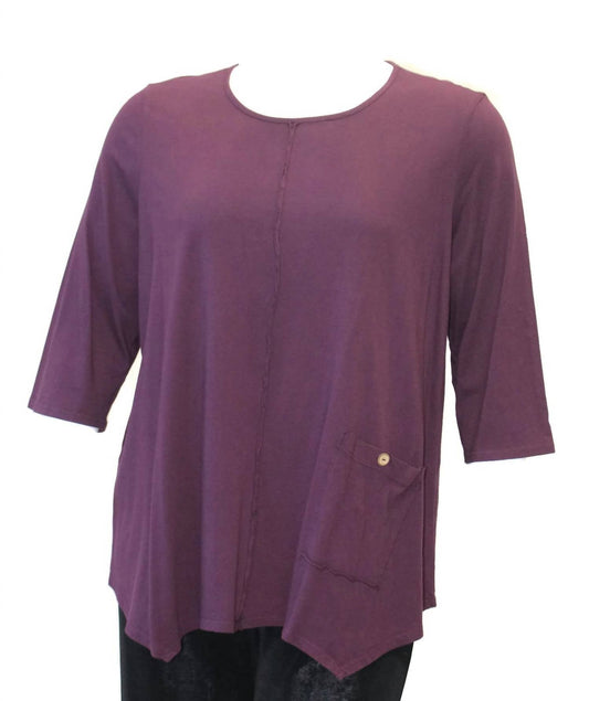 Damen Asymmetrisches Baumwolloberteil mit Tasche