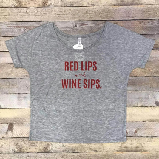 Women's Red Lips & Wine Sips Tee