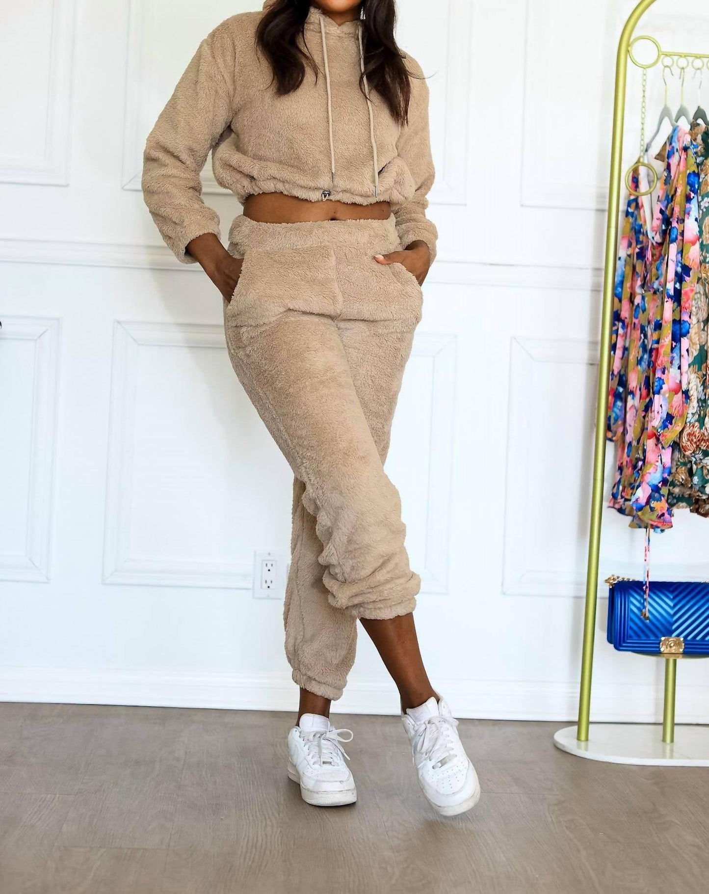 Cropped Hoodie Jogger-Set für Damen