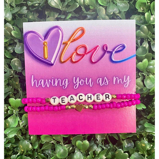 Women's Teacher Valentine Bracelet Gift Set