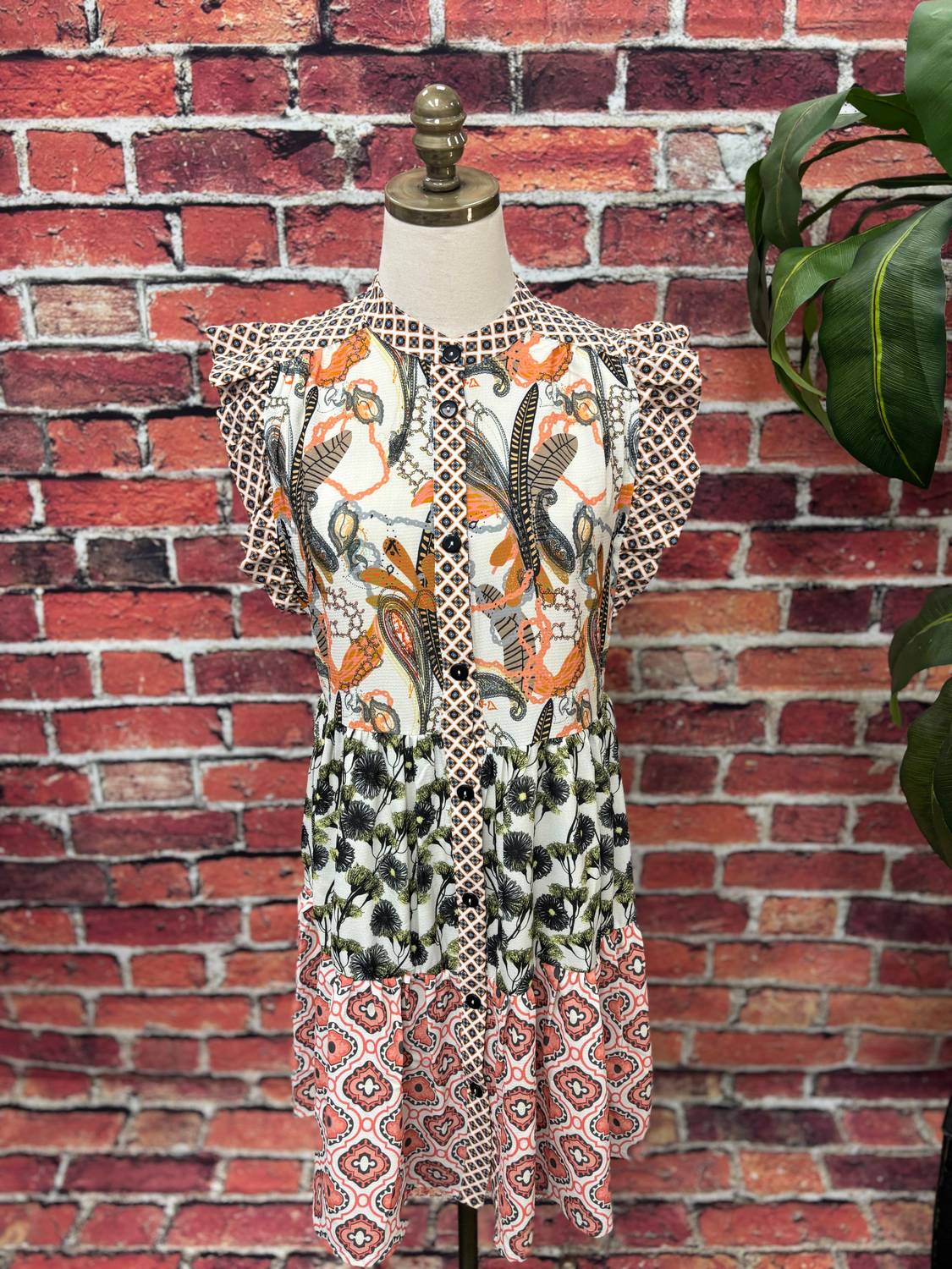 Sonnenuntergang-Patchwork-Rüschenkleid