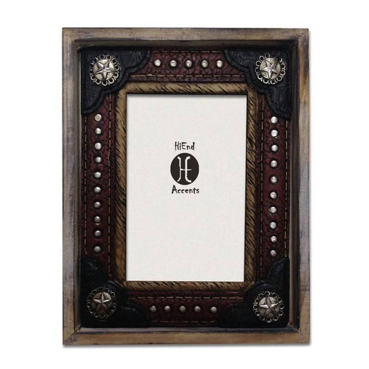 Wood With Resin Leather Insert Picture Frame