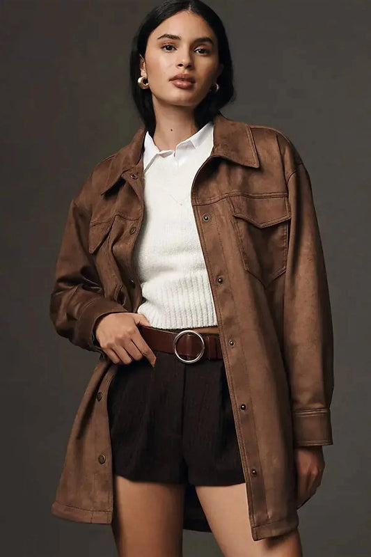 Women's Relaxed Faux-suede Shacket
