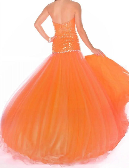 Strapless Sweetheart Drop Waist Ballgown