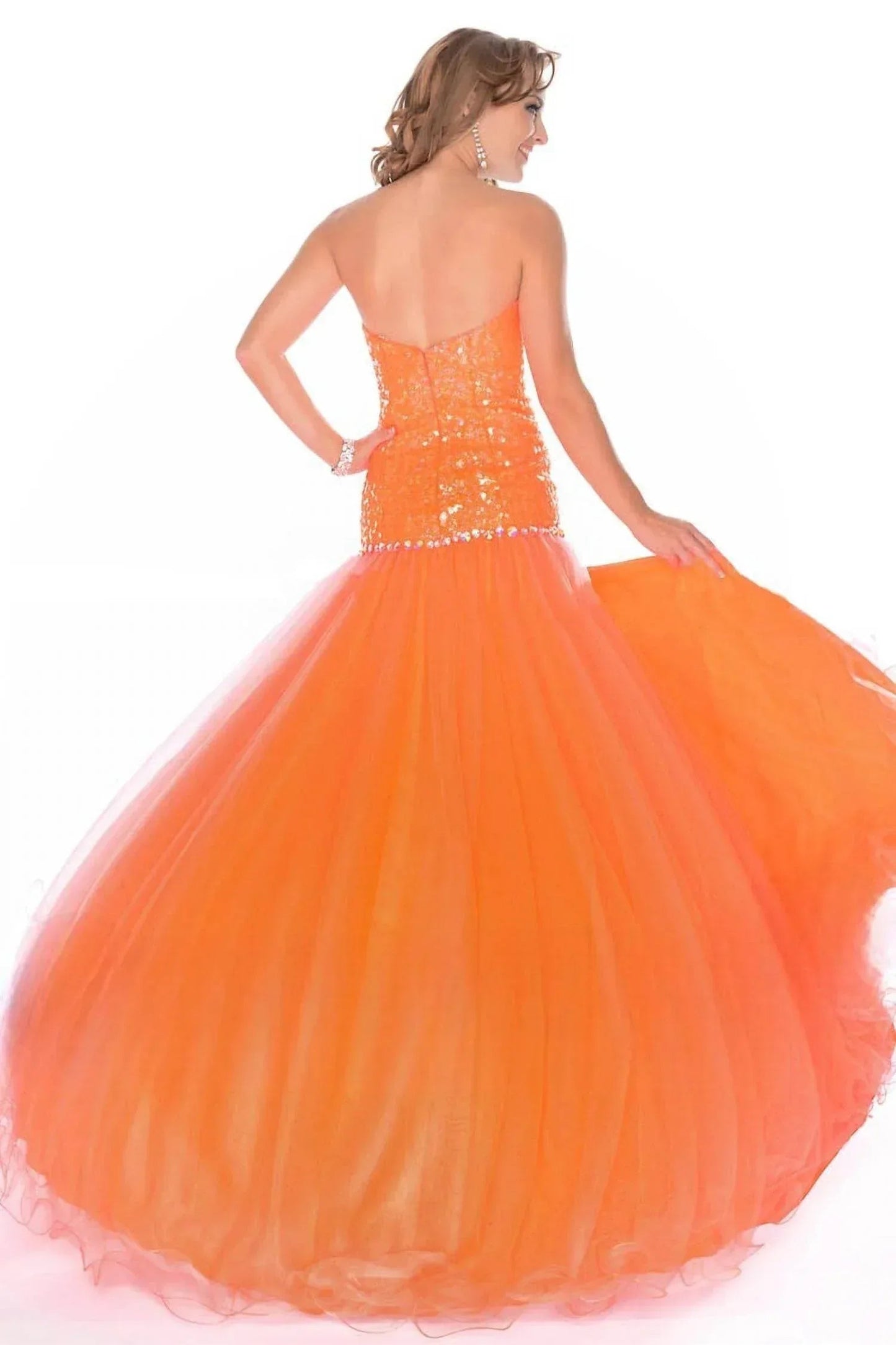 Strapless Sweetheart Drop Waist Ballgown
