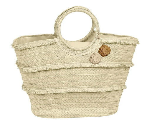 Women's Woven Straw Tote With Round Handle