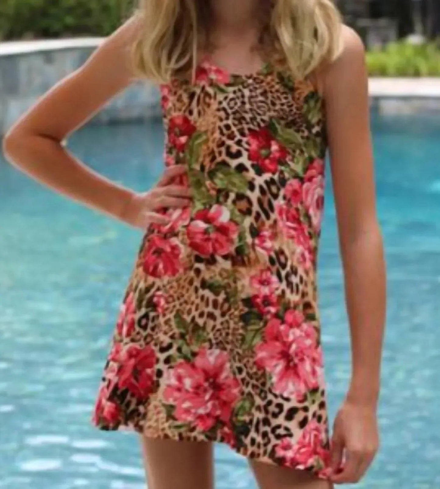 Leopard Rose Halter Dress