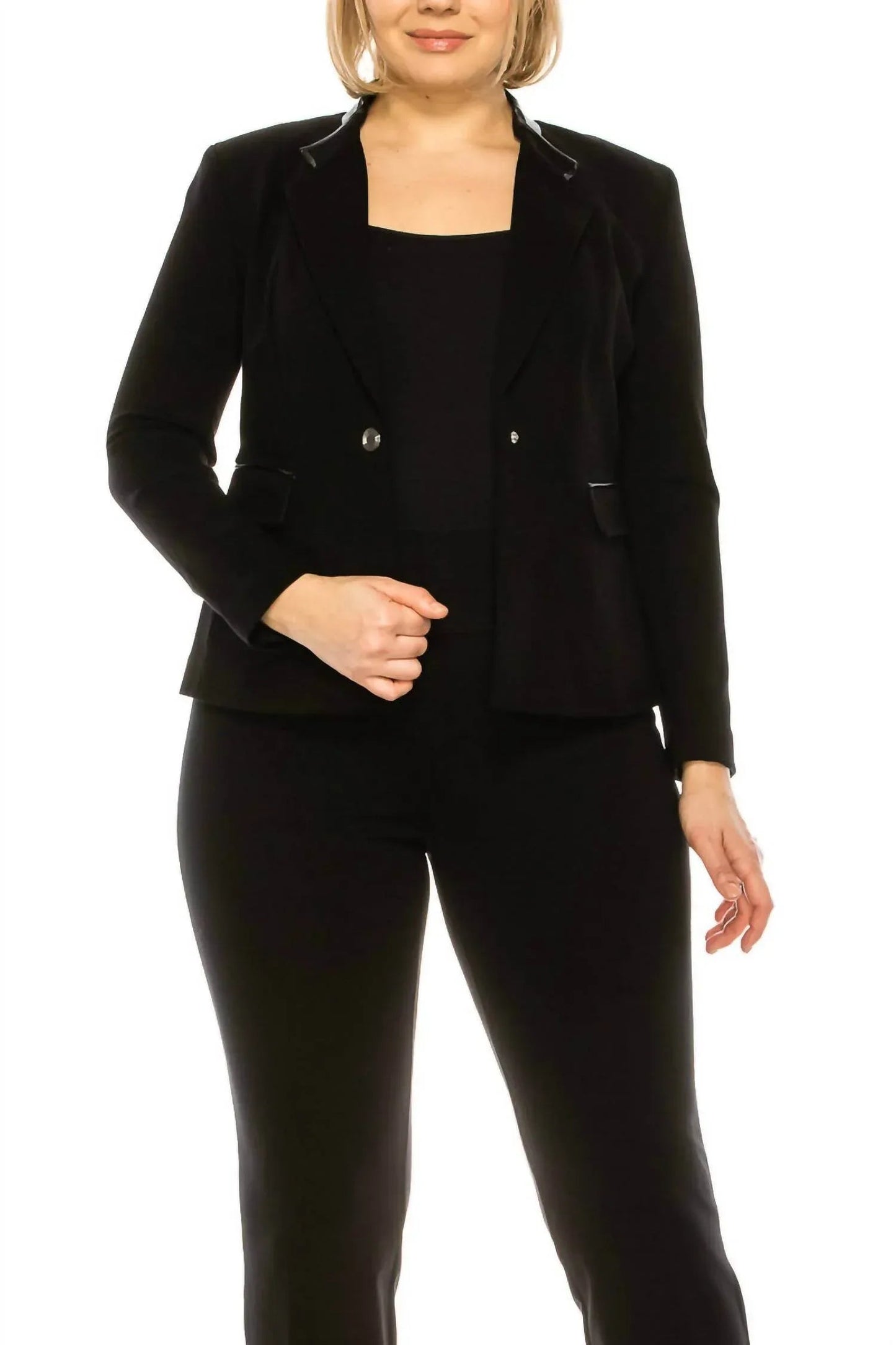 Collared Single Button Trim Blazer