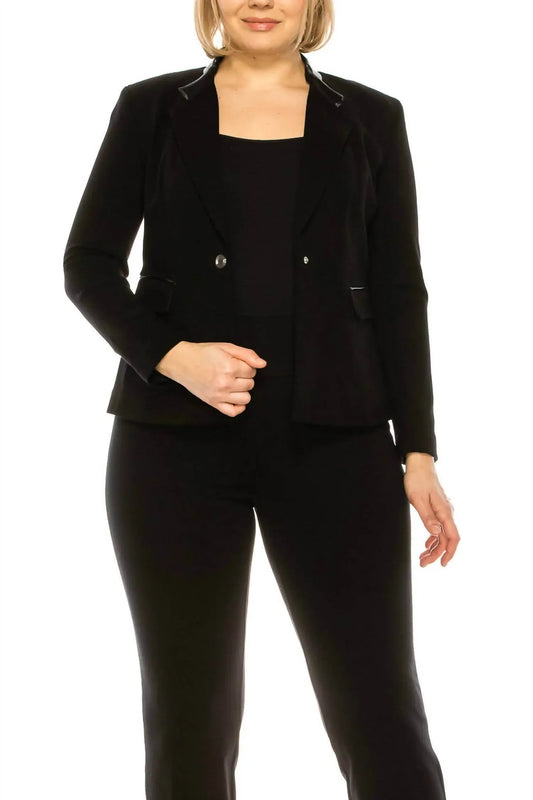 Collared Single Button Trim Blazer