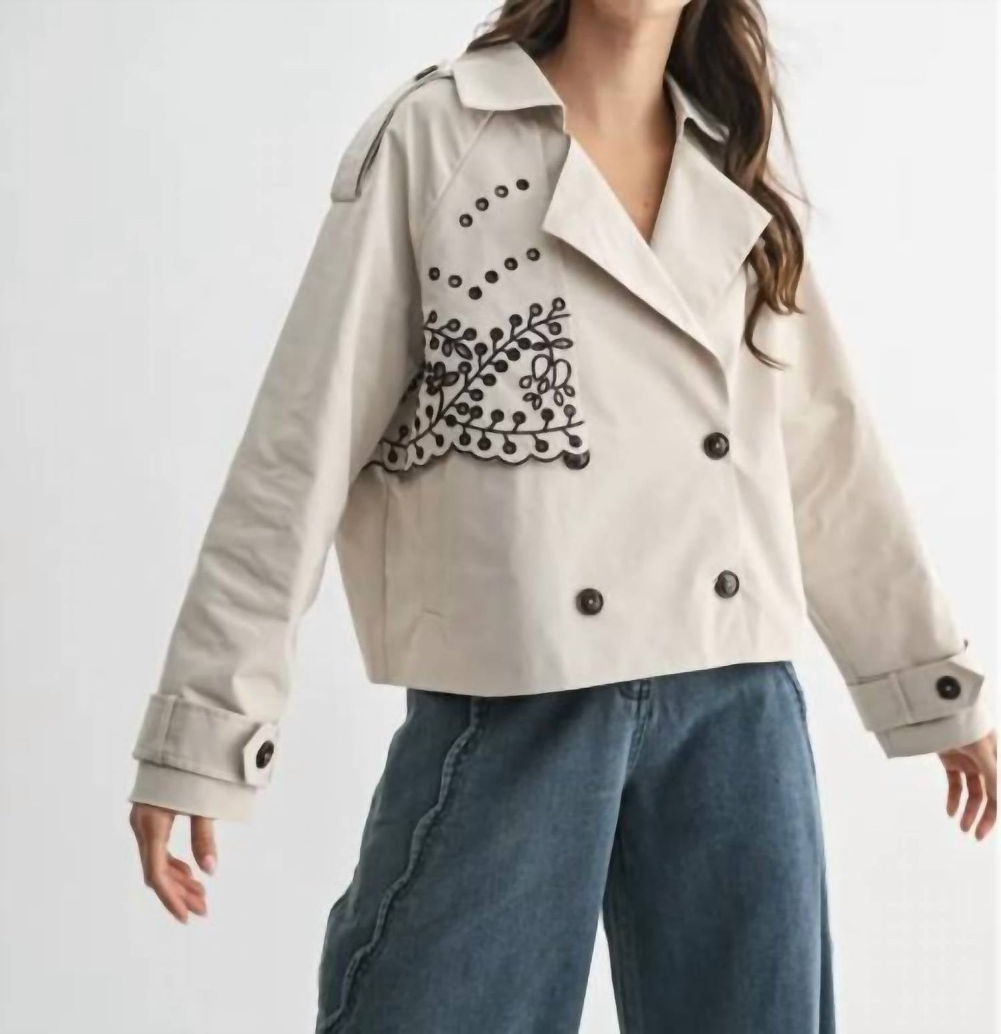 Bestickte Trenchjacke