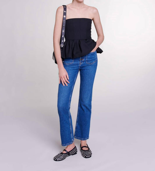 Denim Jeans With Button Front Fly And Front Pockets