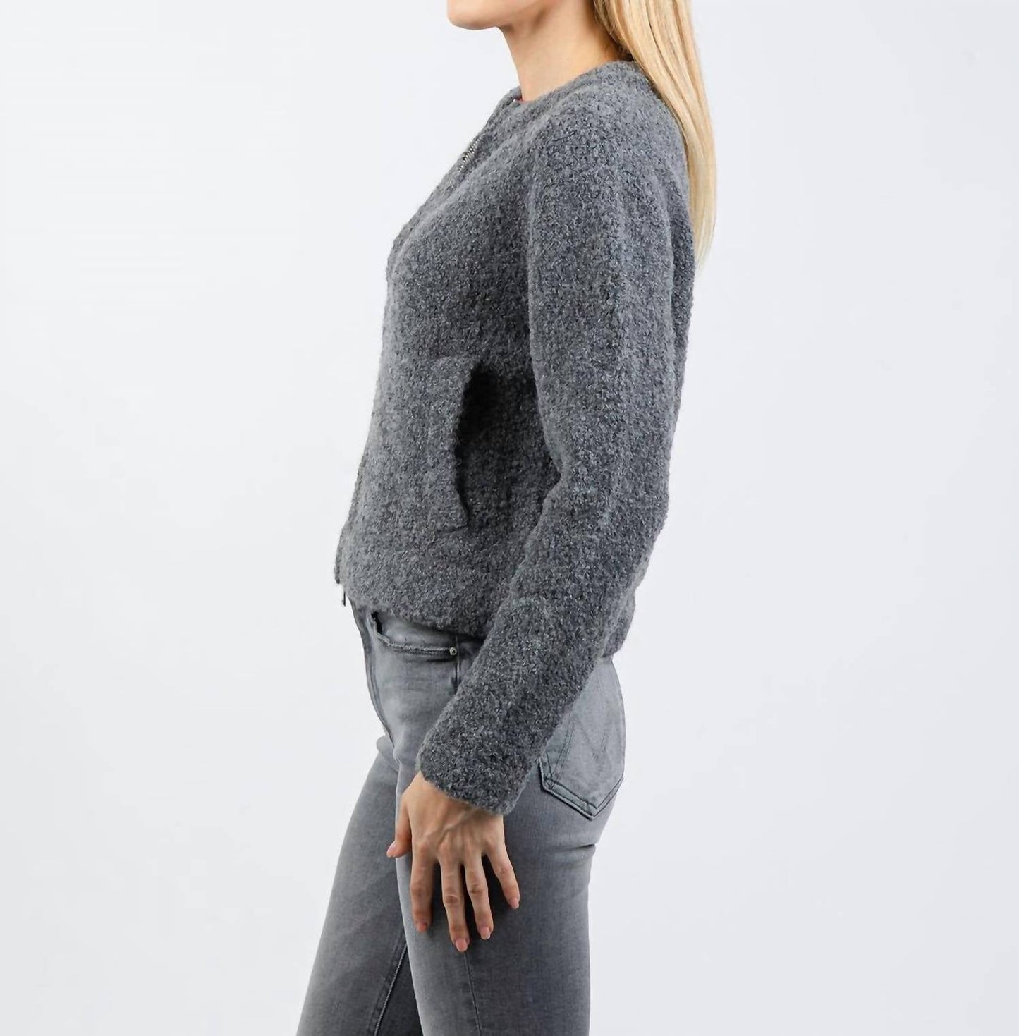 Boucle Zip Knit Sweater