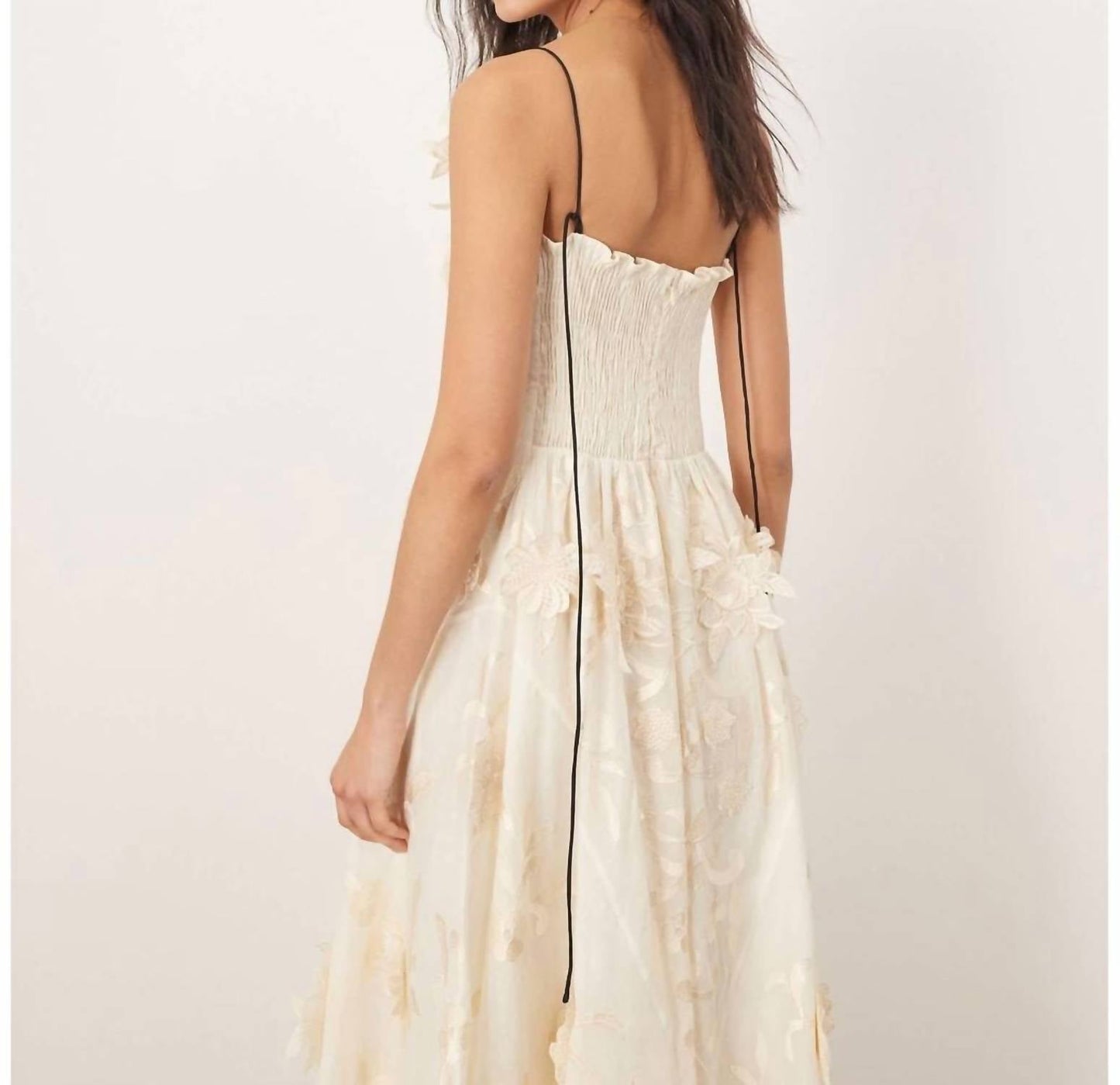 Mirrored Applique Floral Embroidered Cami Maxi Dress