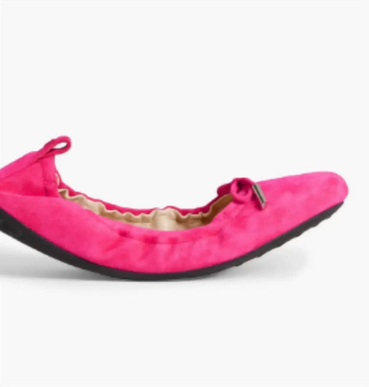Women's Bow-embellished Suede Ballet Flats