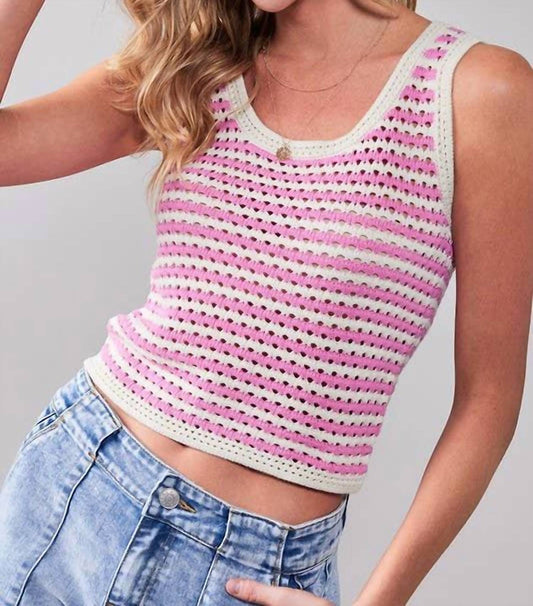 Gestreiftes Häkelstrick-Tanktop