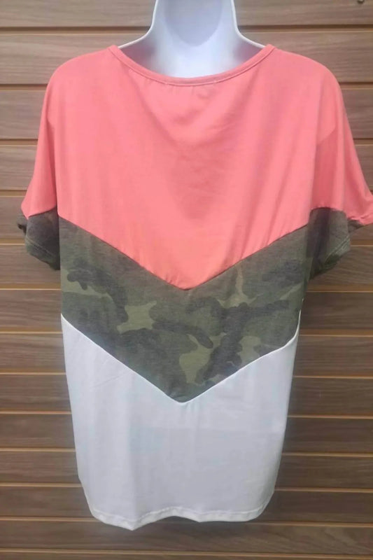 Damen Camo Weiß Kurzarm-T-Shirt