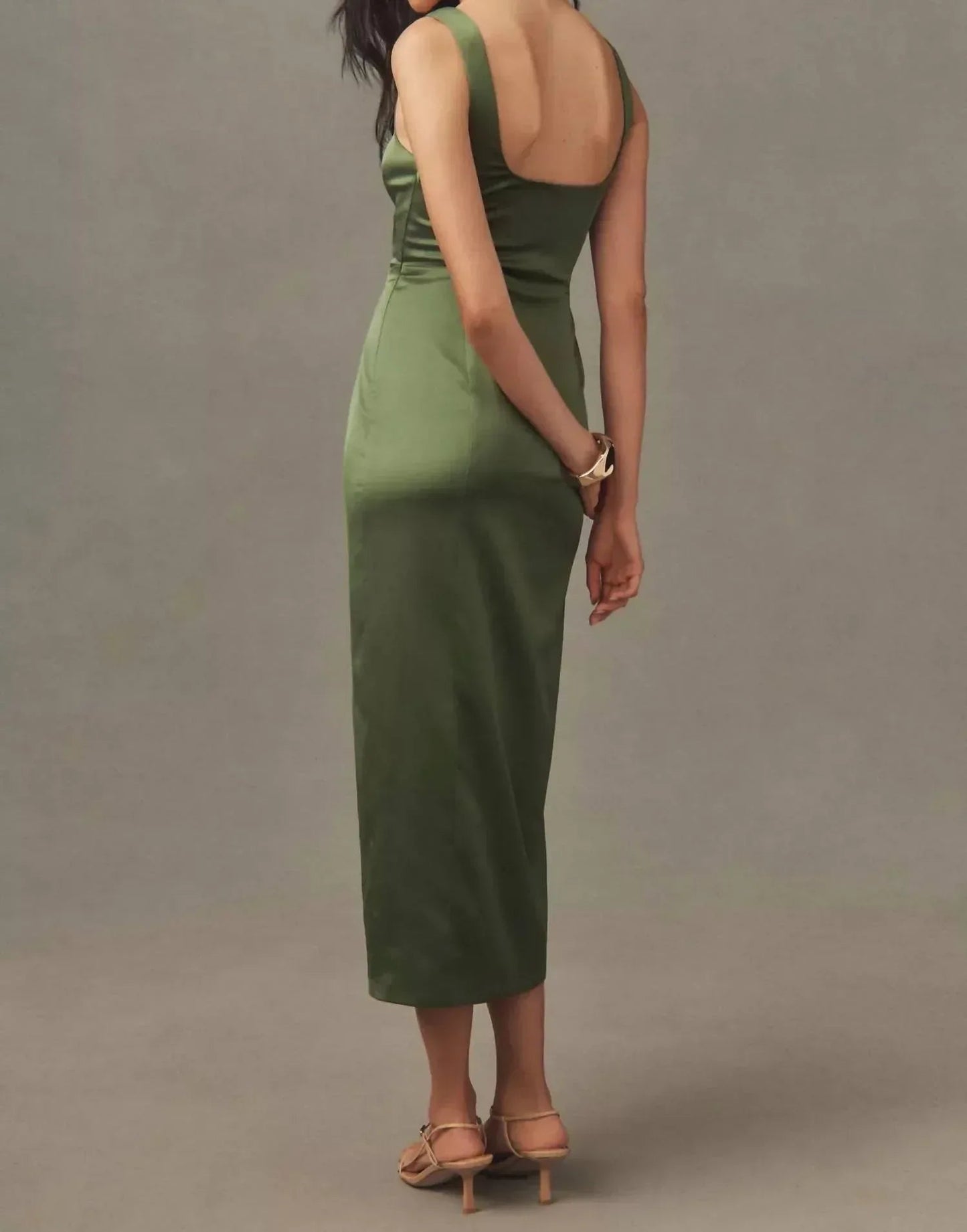 Korsett-Satin-Midikleid