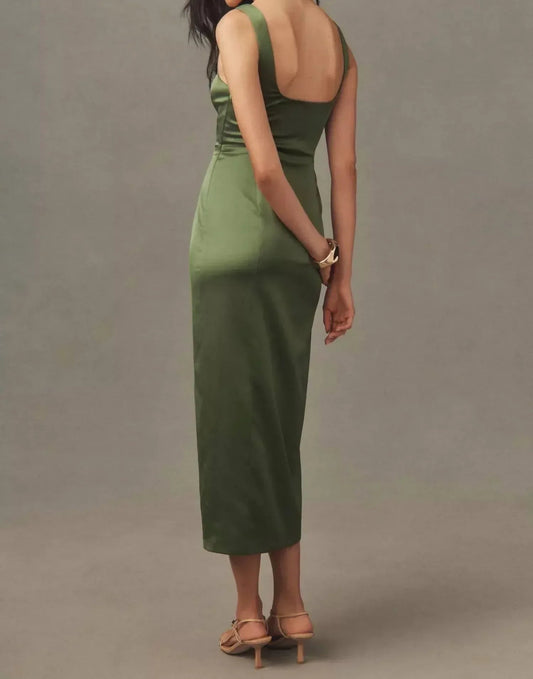 Corset Satin Midi Dress