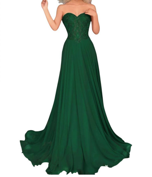 Trägerloses Maxi-Kleid mit ausladendem Rock
