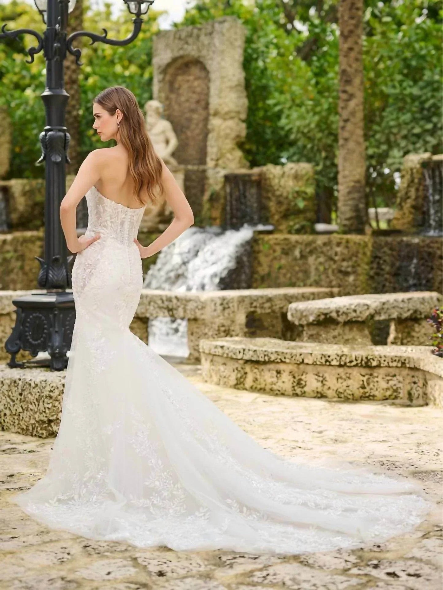Fully beaded embroidered lace gown