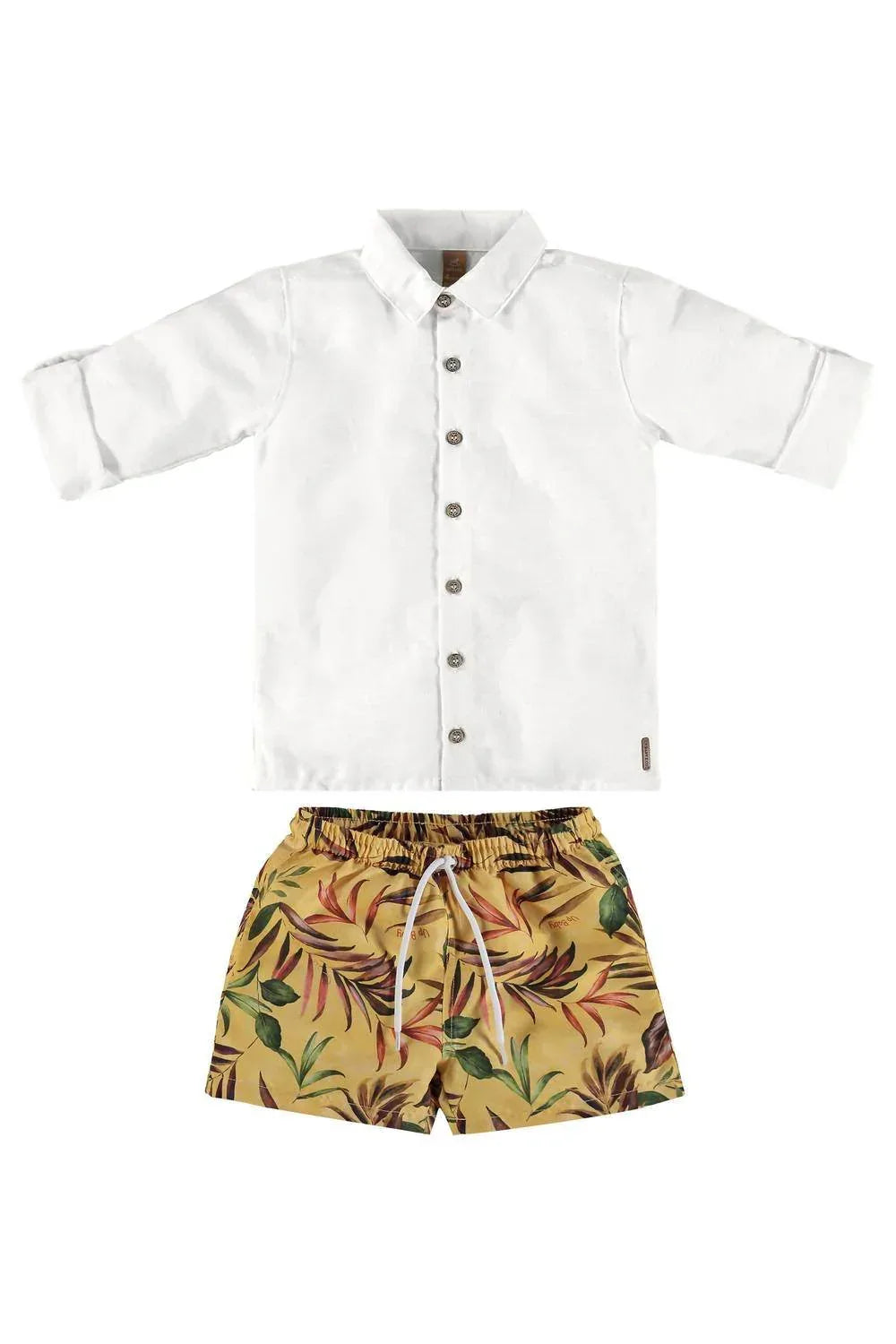 Linen Shirt & Microfiber Bermuda Shorts Set