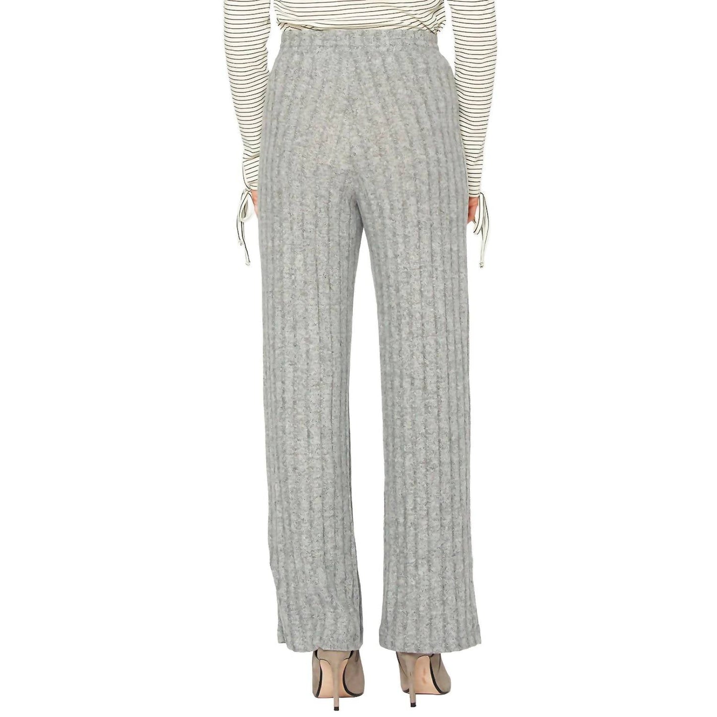 Women's High Waist Ribbed Knit Straight Pants