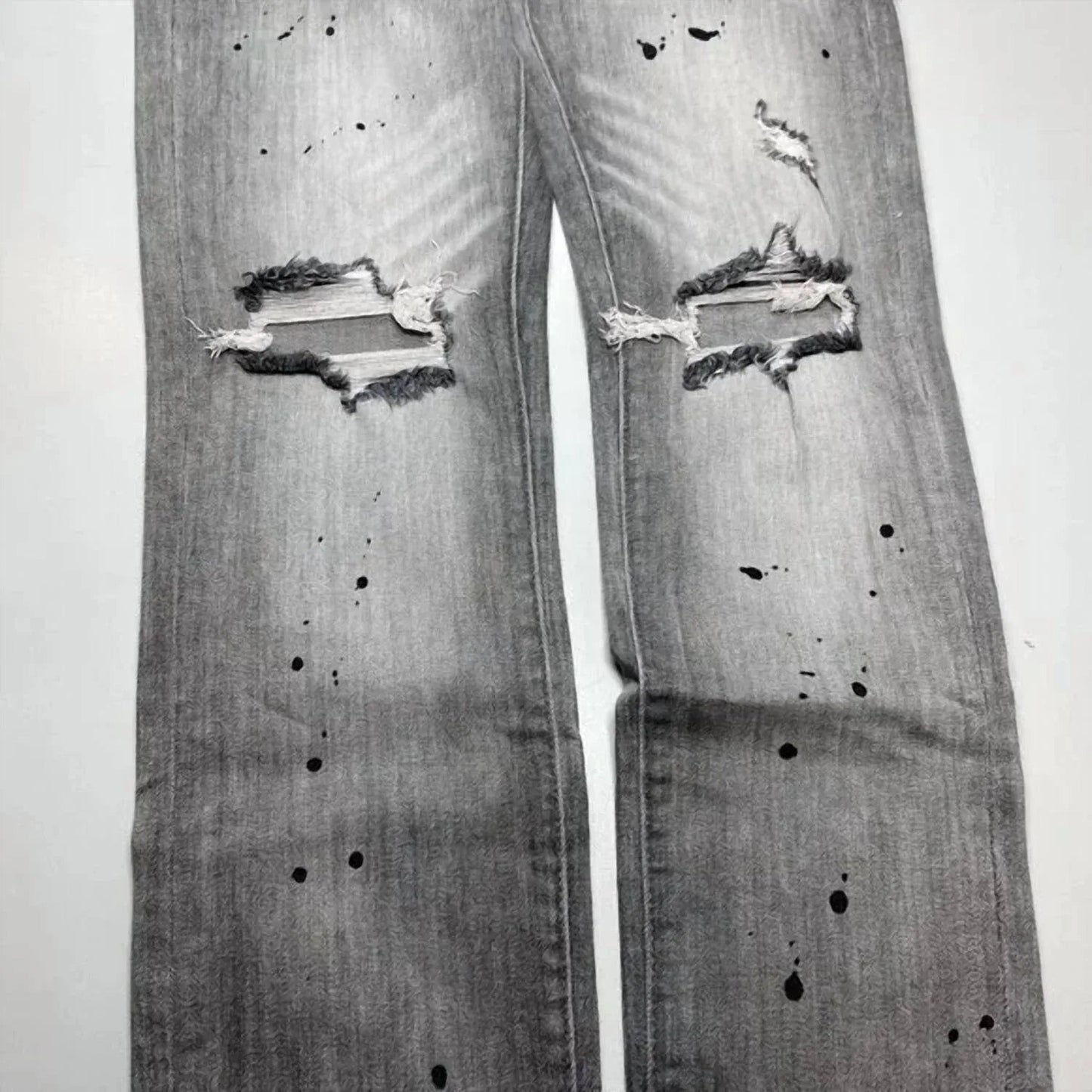 Men’s Paint Splash Two-hole Denim Skinny Jeans