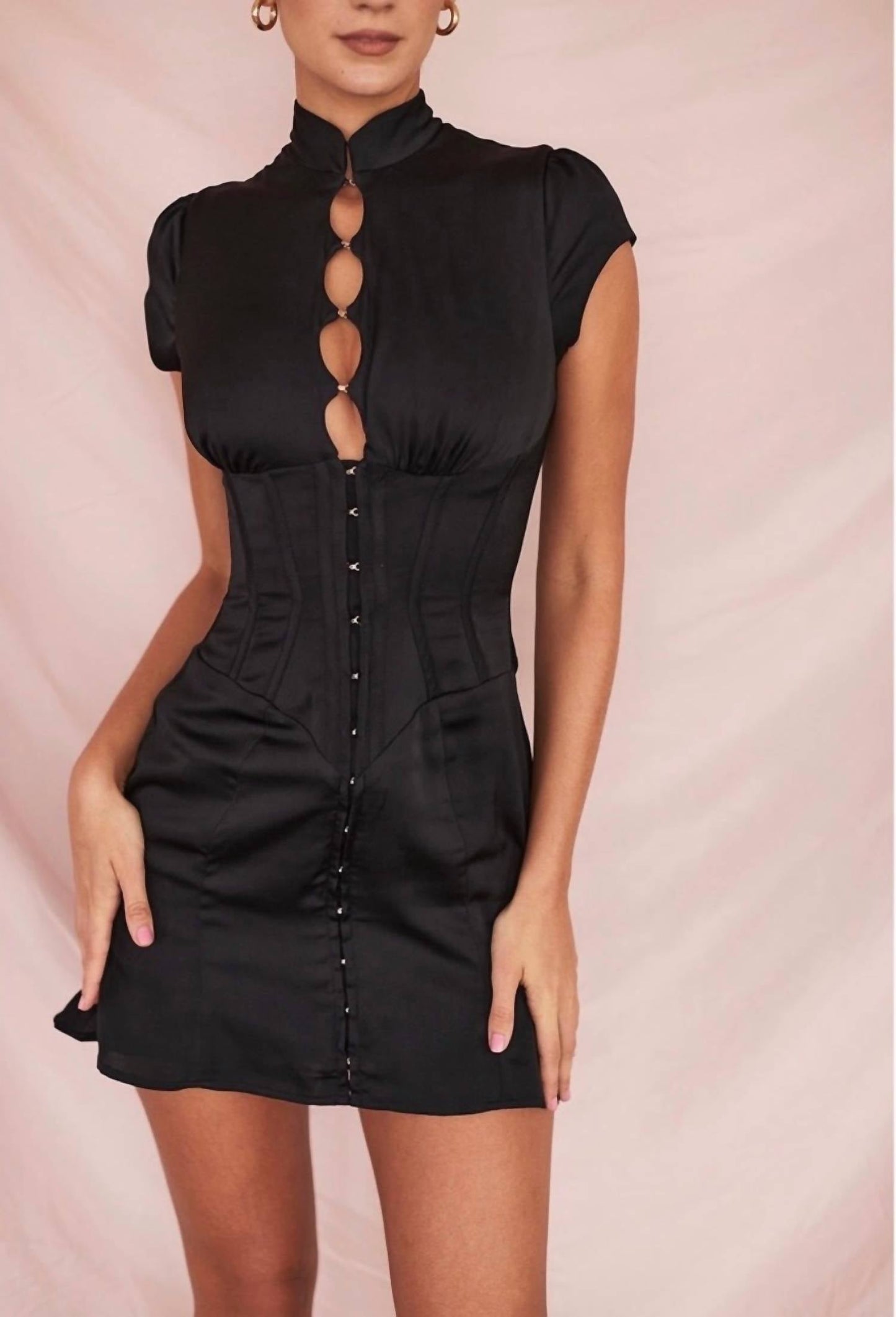 Damen Carmina Satin-Korsett-Minikleid