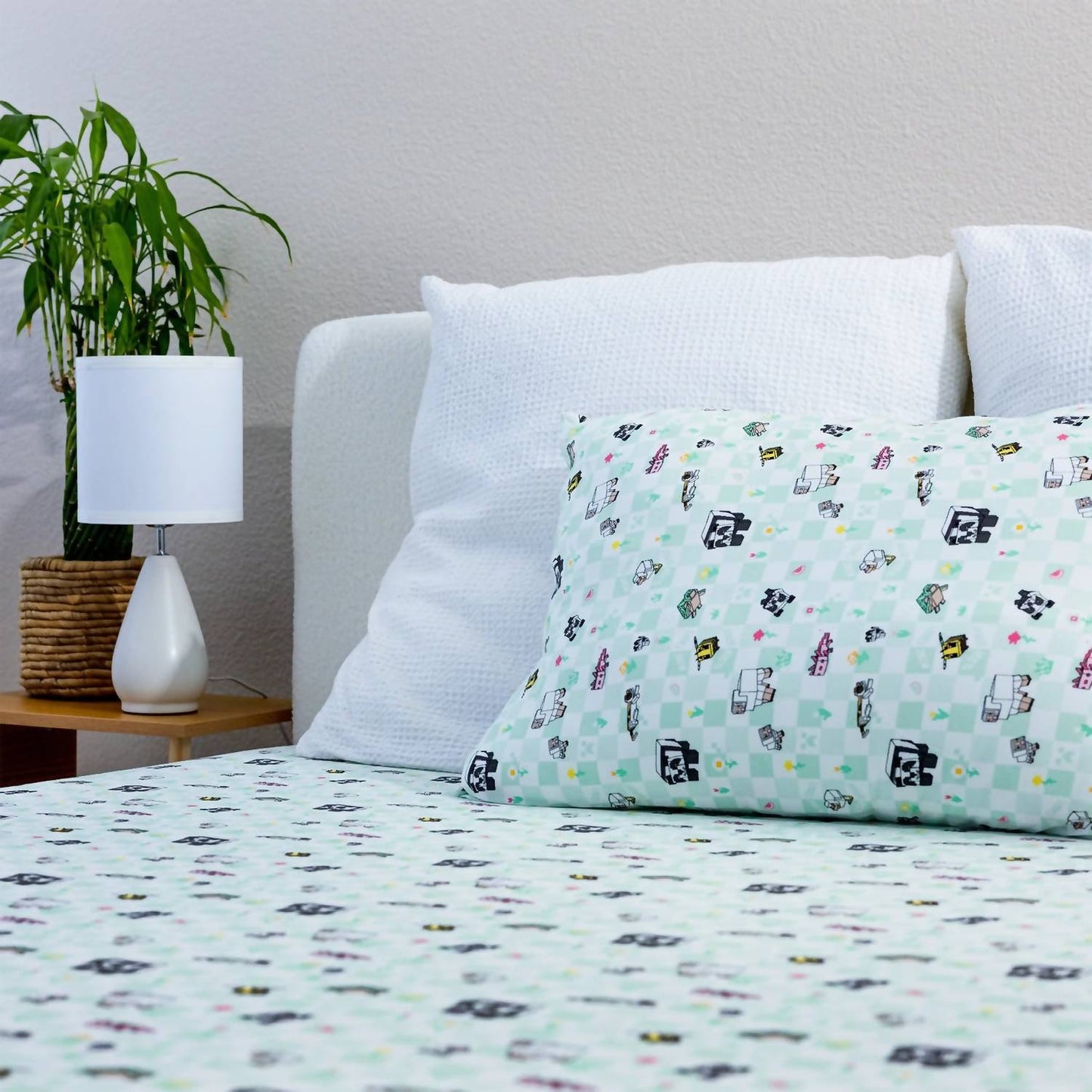 Kid's Minecraft Sleep Repeat Bamboo Twin Sheet Set
