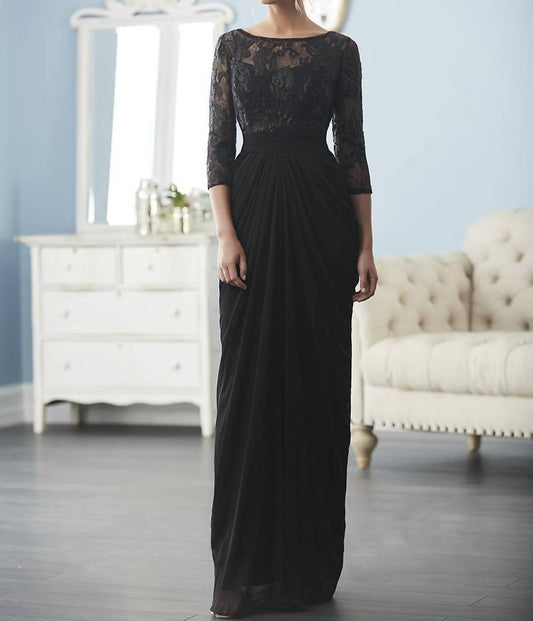 Illusion Bateau Faltenkleid