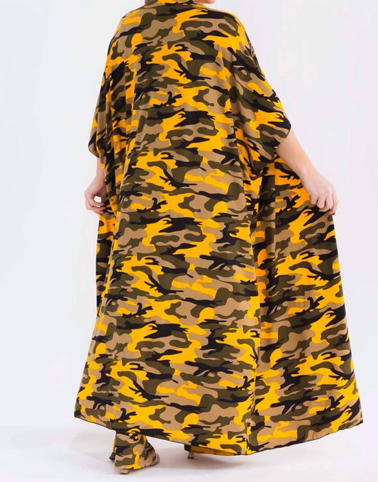 Camo Print Kaftan And Pants Set
