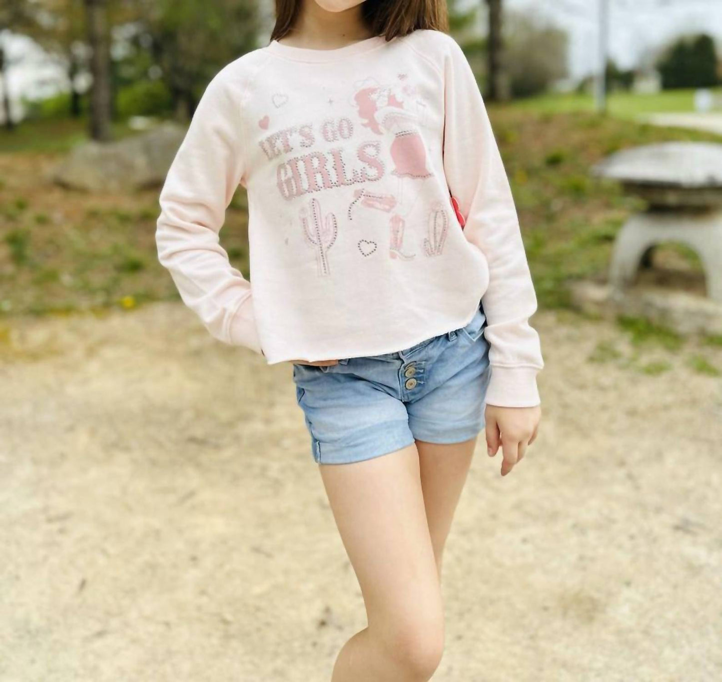 Teenager "Let's Go Girls" Strass-Sweatshirt