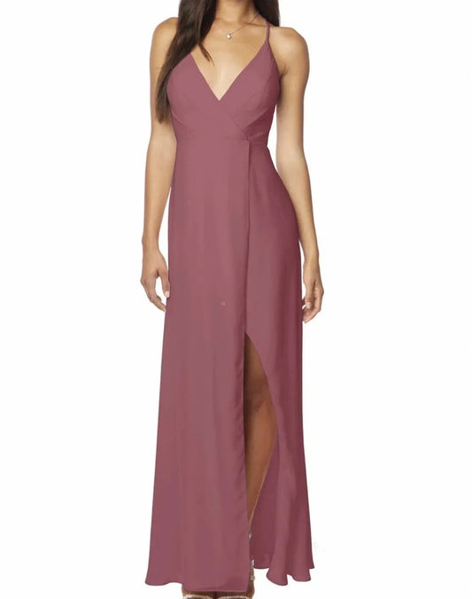 Chiffon V Neck Surplice Bridesmaid Dress