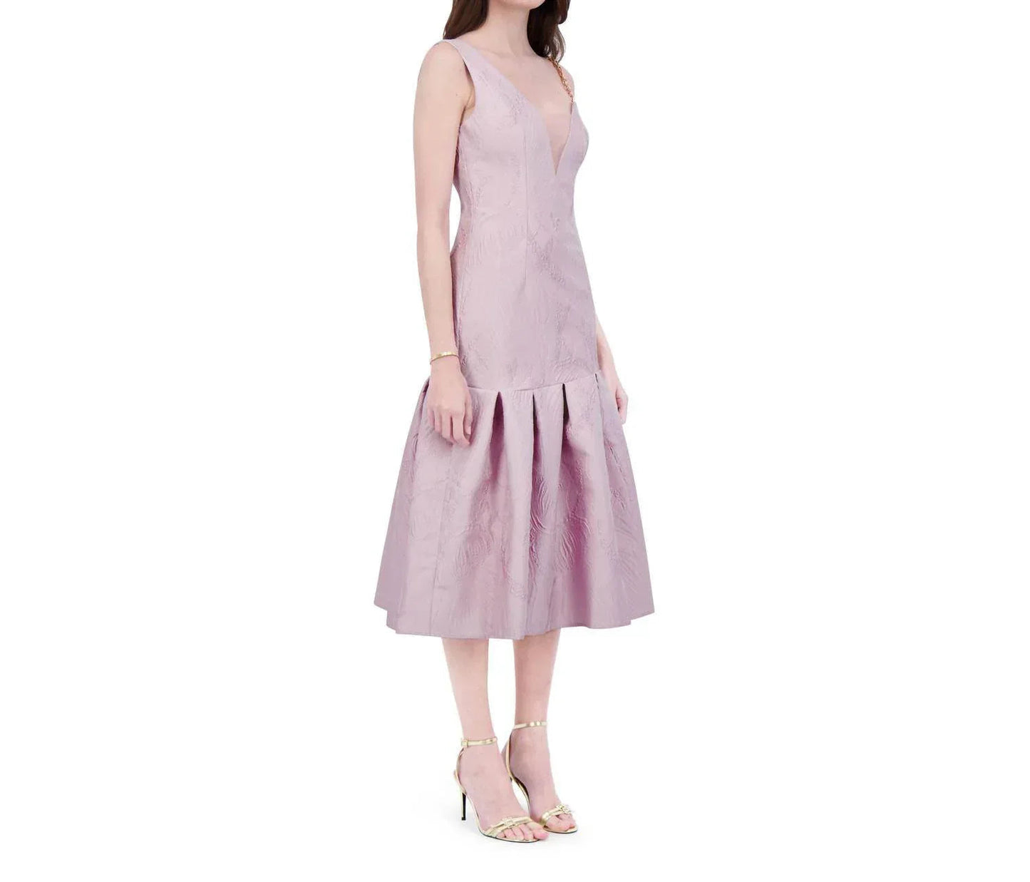 Teegarten schulterfreies V-Ausschnitt-Kleid