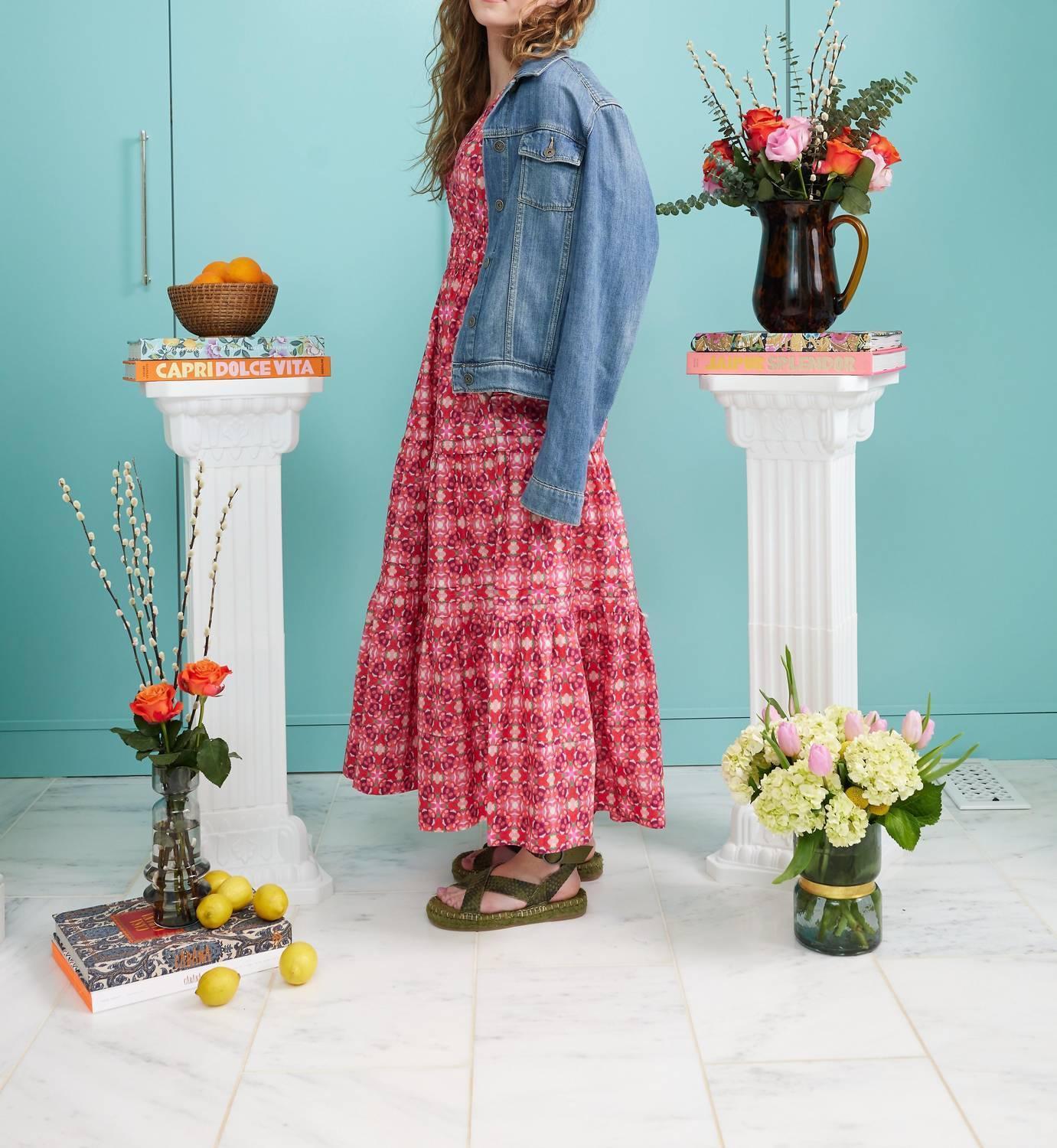 Maxikleid mit tiefem V-Ausschnitt Poppy