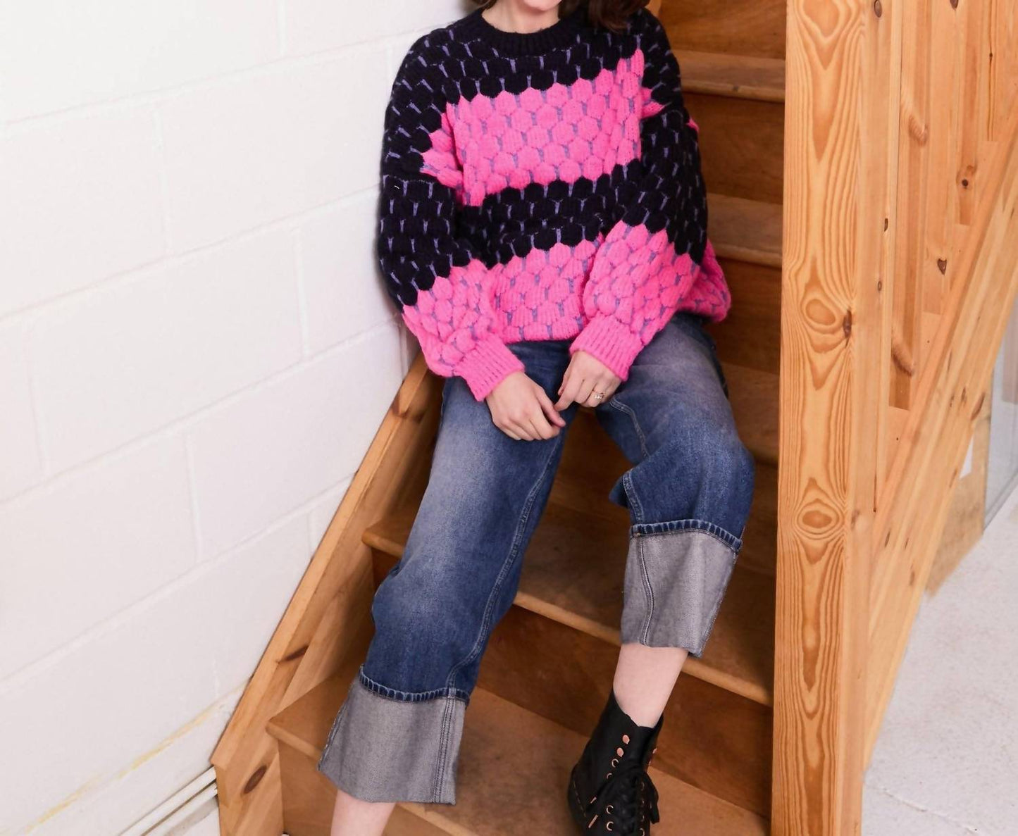 Marissa Stripe Bubble Stitch Pullover