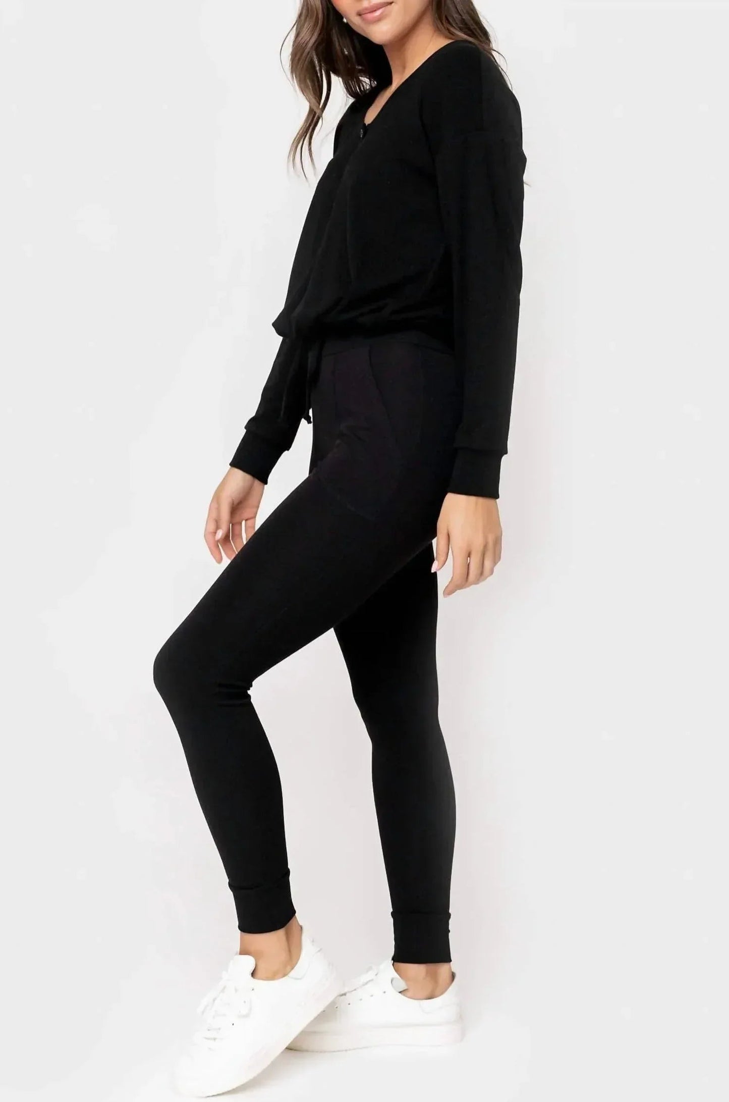 Figurbetont geschnittene High-Waist Jogginghose