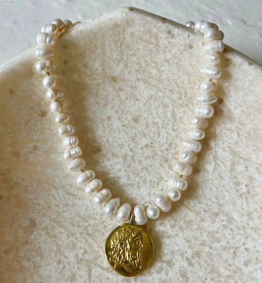Freshwater Pearl And Vintage Coin Necklace