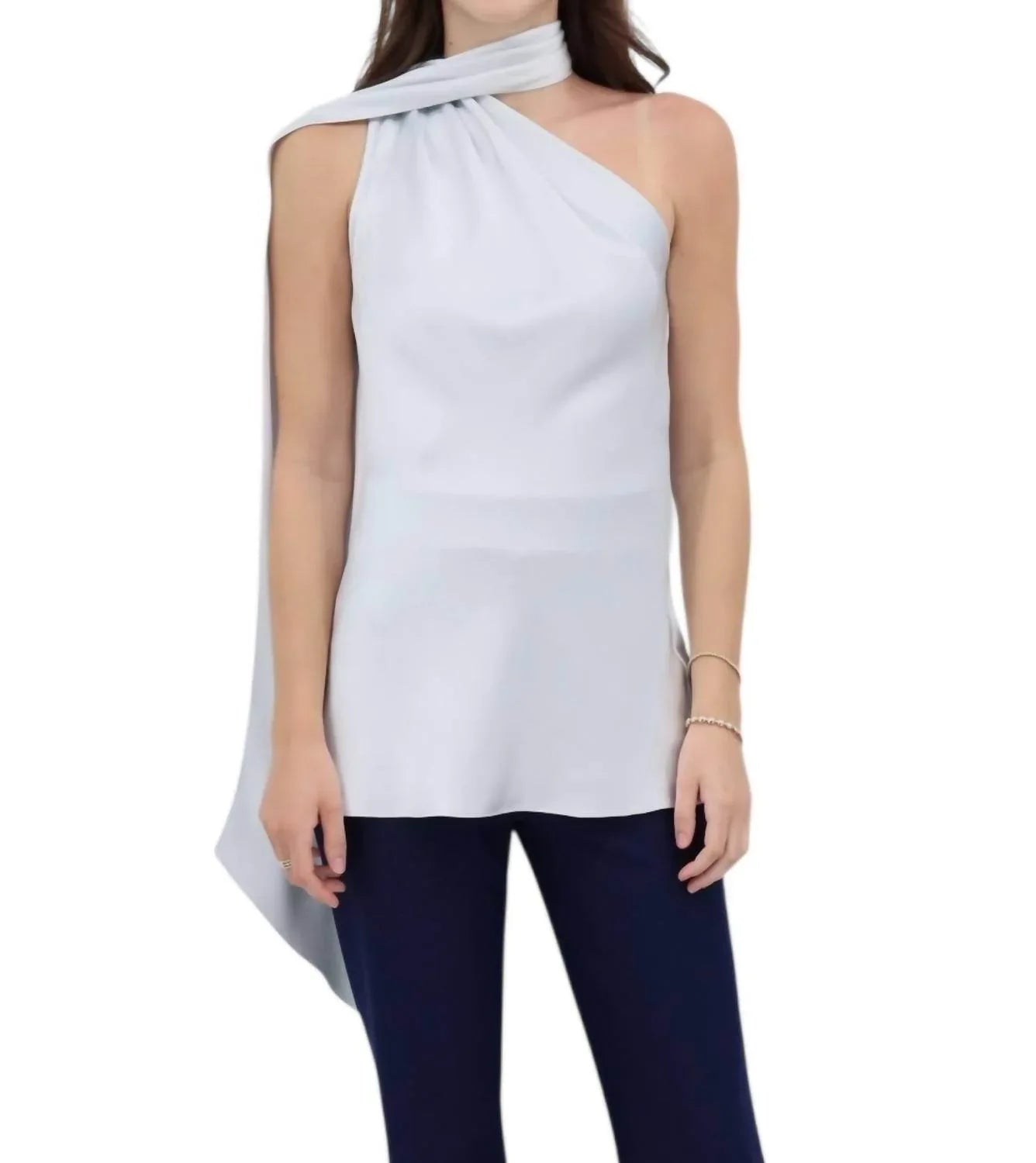 Satin One Shoulder Bias With Scarf Top