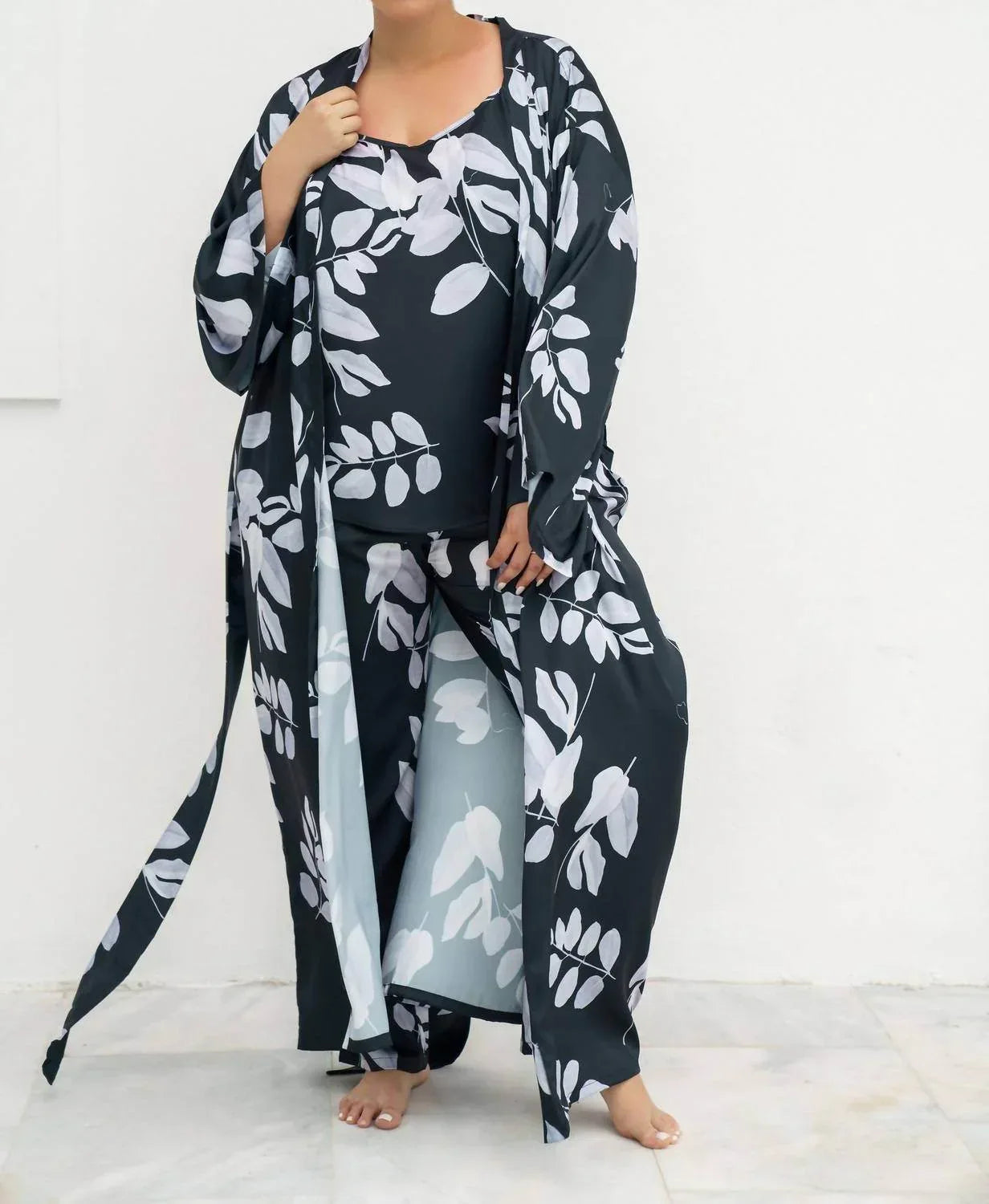 Floral Scoopneck Pajama Set - Plus